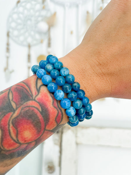 Blue Apatite 8mm Bead Bracelet