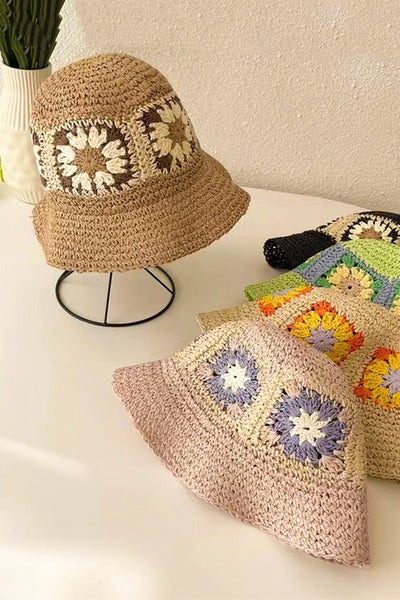 Packable crochet granny square bucket hat - 2 colors
