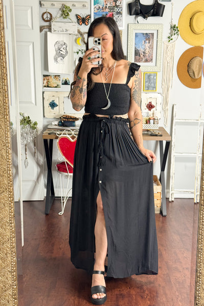 Smocked Top and Flowy Maxi Skirt Set