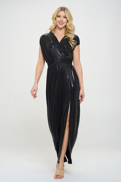 Sleeveless Metallic Maxi Dress
