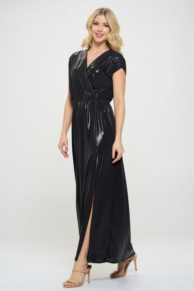 Sleeveless Metallic Maxi Dress