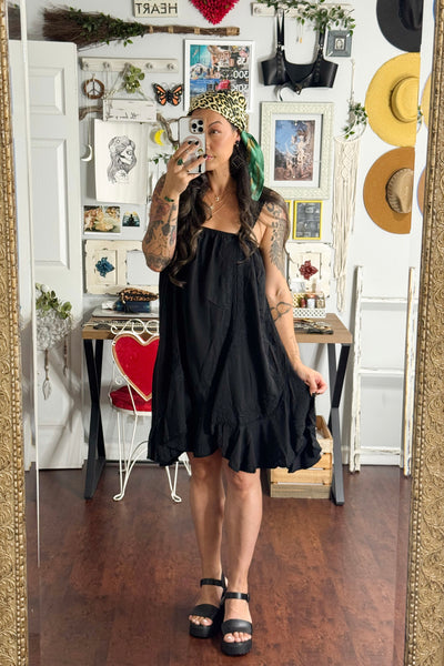 Ruffle Hem Sleeveless Mini Dress