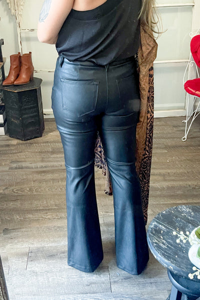 Kancan Faux Leather Flare Leg Pants