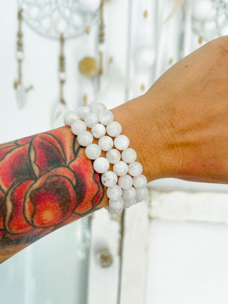 Rainbow Moonstore 8mm Bead Bracelet