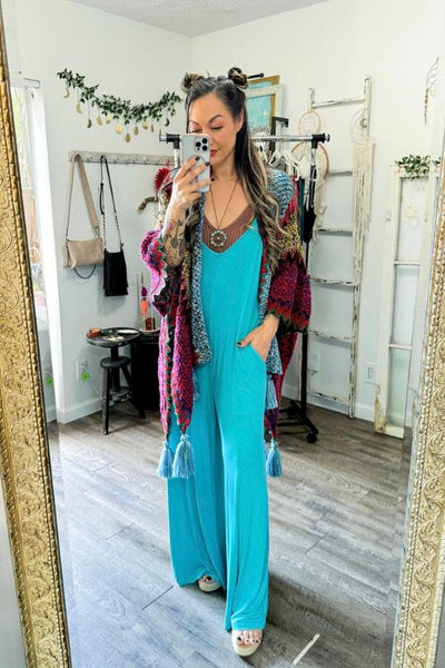 Turquoise Racerback Jumpsuit