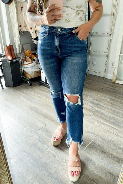 Lovervet Jackie High Rise Crop Straight Leg Jeans