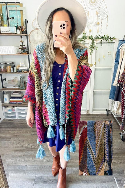 Cuddle Season Crochet Patterned Ruana - 5 colors