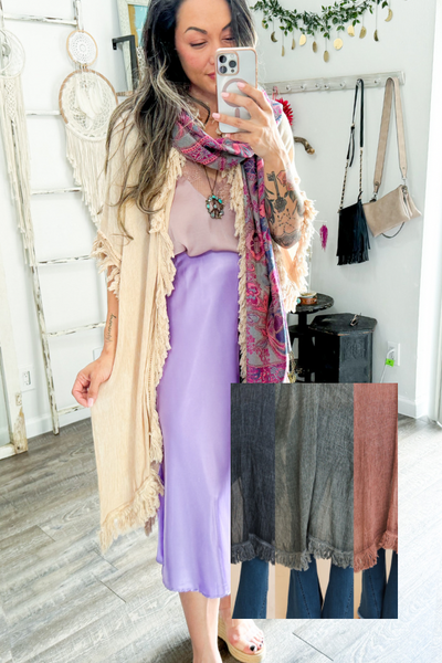 Sun Bleached Fringe Ruffle Kimono