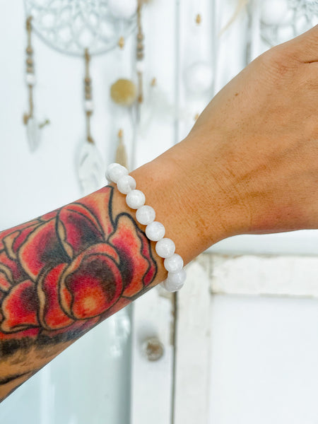 Rainbow Moonstore 8mm Bead Bracelet