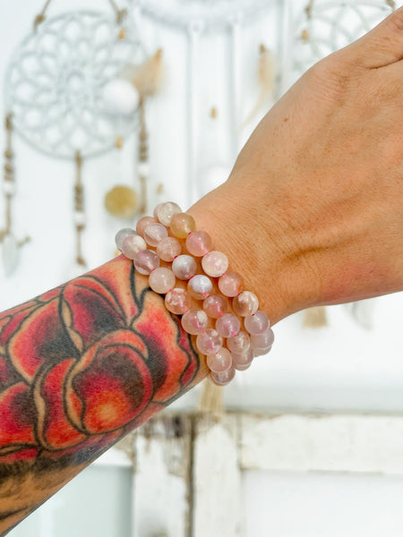 Flower Agate 8mm Bead Bracelet