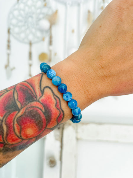 Blue Apatite 8mm Bead Bracelet