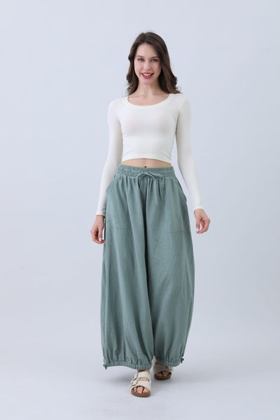 Women's Linen Pants – Relaxed Fit with Adjustable Cuffs