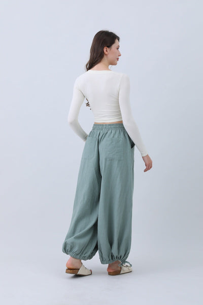 Women's Linen Pants – Relaxed Fit with Adjustable Cuffs