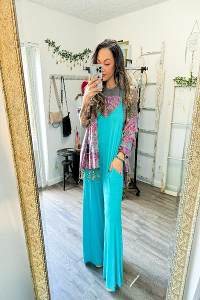 Turquoise Racerback Jumpsuit