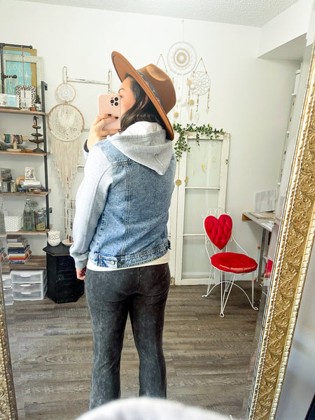 Women's Denim  Jacket with Fleece Hoodies