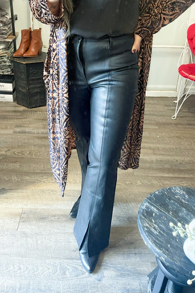 Kancan Faux Leather Flare Leg Pants