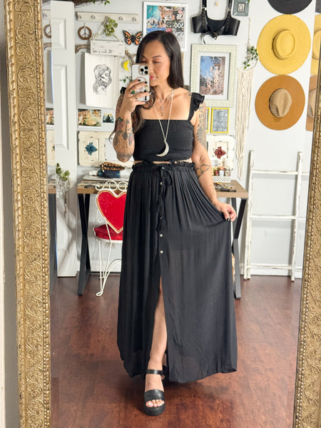 Smocked Top and Flowy Maxi Skirt Set