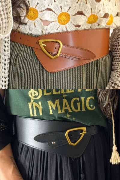 Asymmetrical Buckle Wide Waist Belt (3 colors)