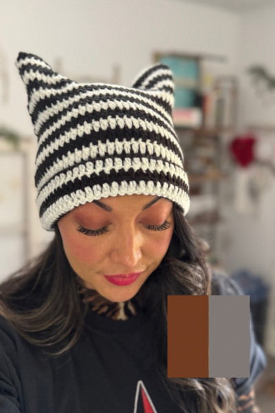 Purrfectly Cozy Cat Ear Crochet Beanie - 3 colors