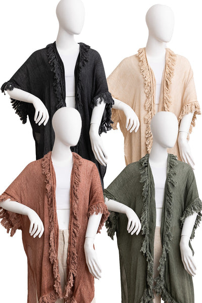 Sun Bleached Fringe Ruffle Kimono