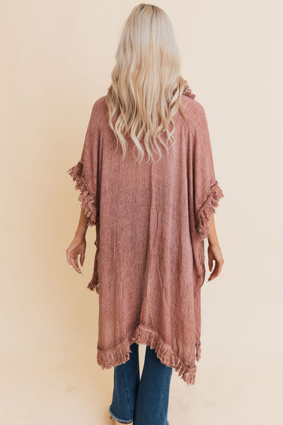 Sun Bleached Fringe Ruffle Kimono