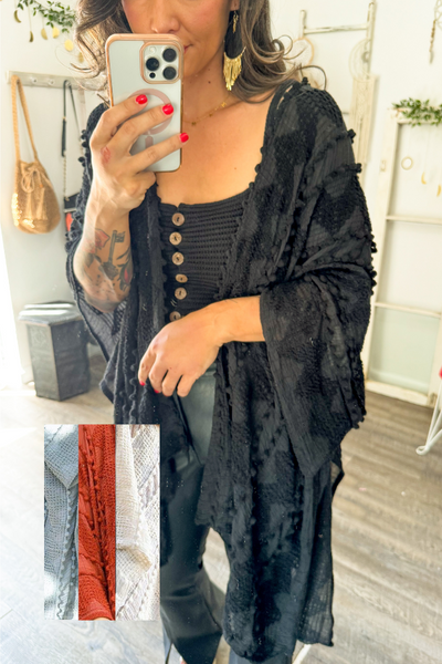 Soft Embroidered Zig Zag Kimono - 4 colors