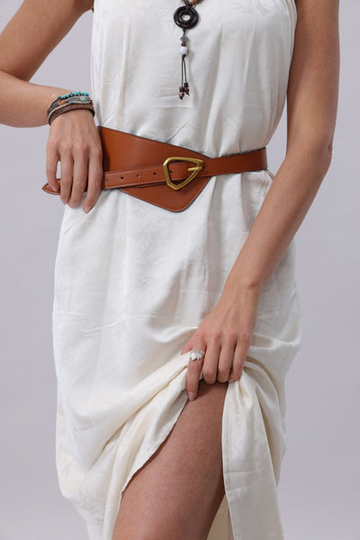 Asymmetrical Buckle Wide Waist Belt (3 colors)
