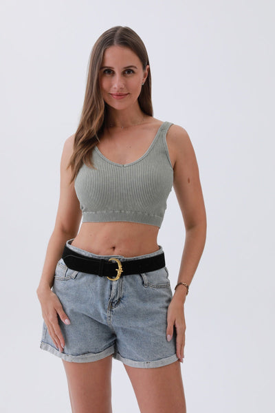 Suede Belt with Gold Circle Buckle - 2 colors