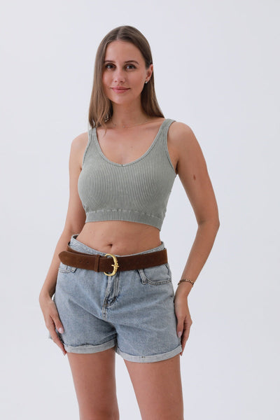 Suede Belt with Gold Circle Buckle - 2 colors