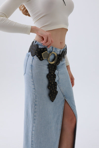 Vintage Leaf Stud Belt – 2 Colors