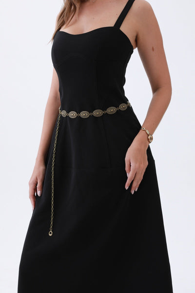 Vintage Oval Buckle Belt – Western Chain Strap Design🤠⛓️