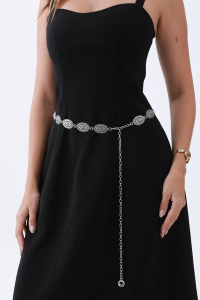 Vintage Oval Buckle Belt – Western Chain Strap Design🤠⛓️