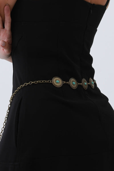 Turquoise Cowboy Chain Belt – Vintage Western Elegance🤠💎