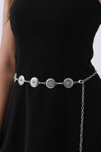 Turquoise Cowboy Chain Belt – Vintage Western Elegance🤠💎