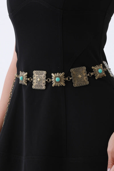 Turquoise Square Chain Belt – 2 colors