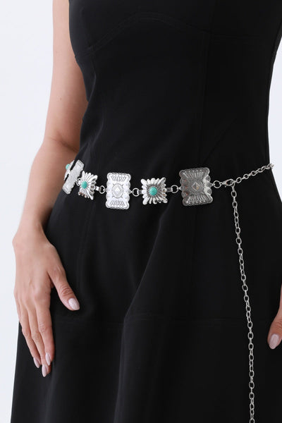 Turquoise Square Chain Belt – 2 colors