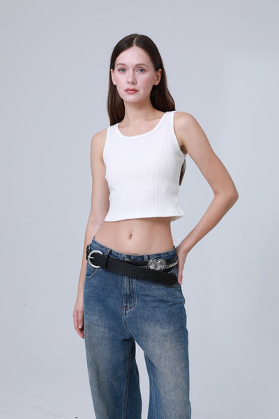 Vintage Western Belt – Faux Leather with Heart & Chain Accent 🤠💖