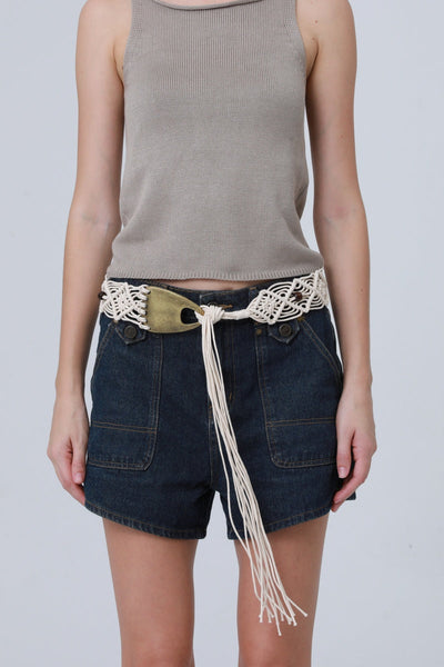 Braided Rope Belt – Antique Bronze Buckle & Boho Fringe 🌾⛓️