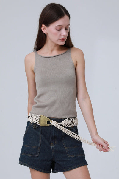 Braided Rope Belt – Antique Bronze Buckle & Boho Fringe 🌾⛓️