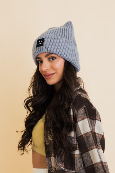 Chill Vibes Soft Ribbed Square Top Beanie- 6 colors