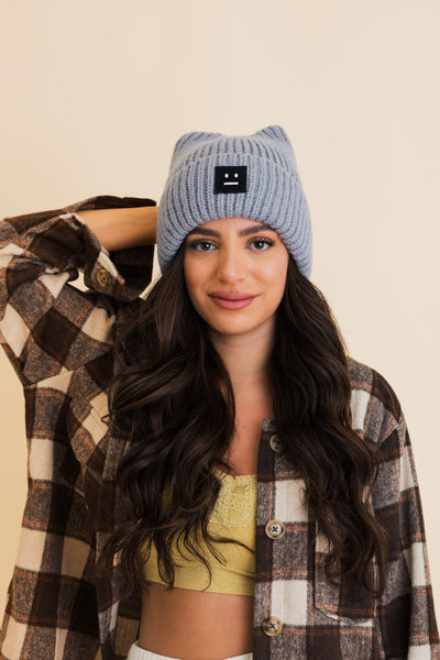 Chill Vibes Soft Ribbed Square Top Beanie- 6 colors