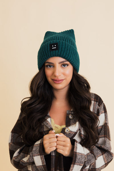 Chill Vibes Soft Ribbed Square Top Beanie- 6 colors