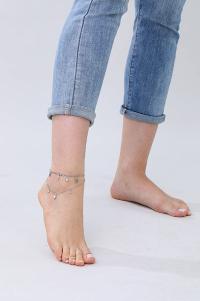 Celestial Star & Moon Anklet – Dreamy Layered Charm✨🌙
