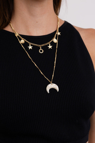 π Celestial Moon Charm Necklace β Layered Necklace βοΈ