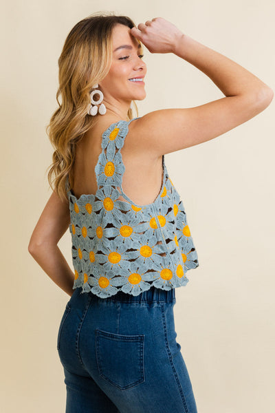 Spring Daisy Crochet Crop Top