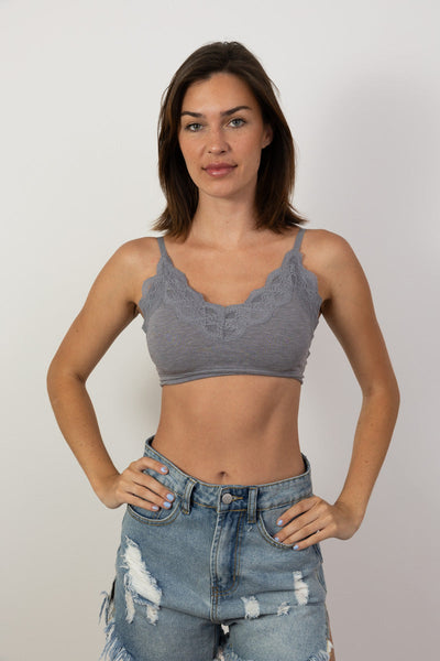 Comfort Chic Ribbed Lace Padded Bralette - 3 colors