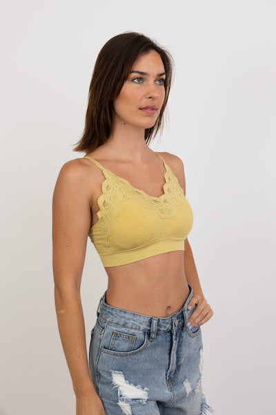 Comfort Chic Ribbed Lace Padded Bralette - 3 colors