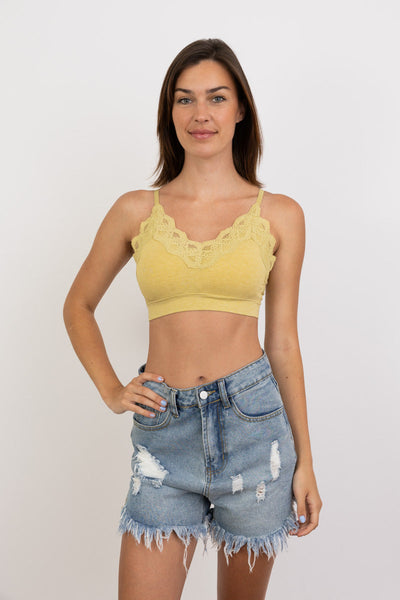 Comfort Chic Ribbed Lace Padded Bralette - 3 colors