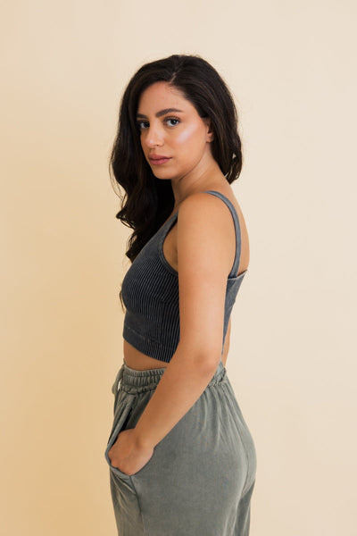 Just Breathe Washed Ribbed Bralette- 3 colors
