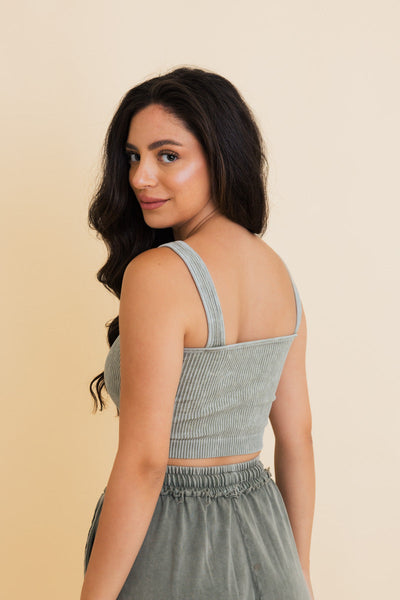 Just Breathe Washed Ribbed Bralette- 3 colors